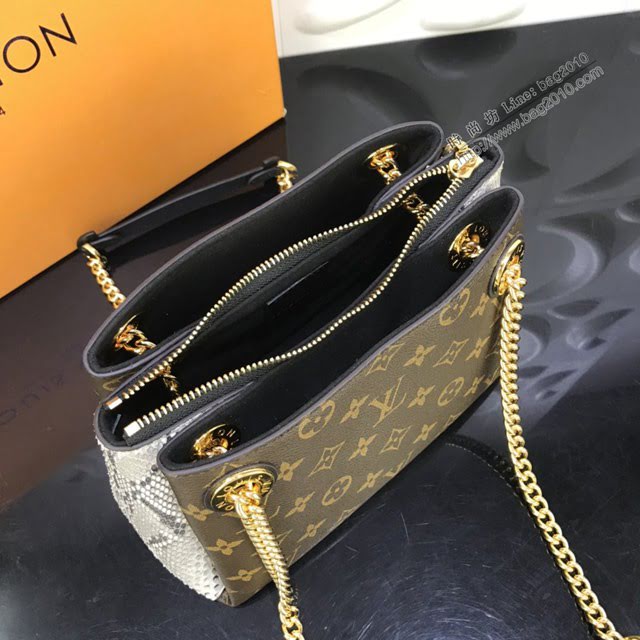 LV包包 LV新款女包 N96952 新款Surene BB手袋 LV老花配蟒蛇皮金色鏈條包  ydh3738